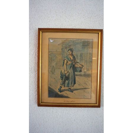 Gerahmtes Bild Bäuerin mit Korb