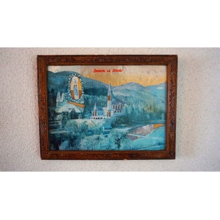 Stadtgemälde Souvenir De Lourdes im Eichenrahmen 