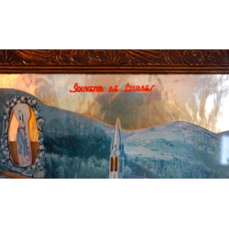 Stadtgemälde Souvenir De Lourdes im Eichenrahmen 