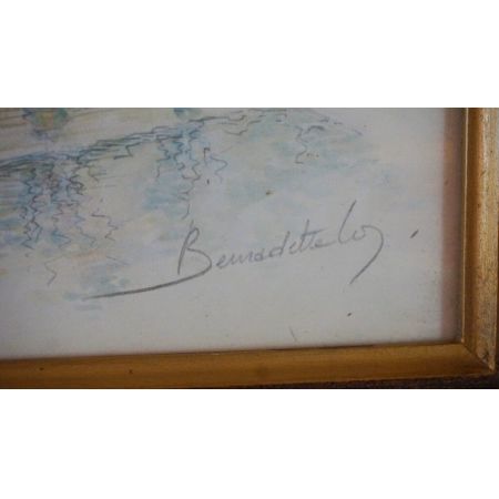 Notre Dame Gemälde im Goldrahmen mit Rosen