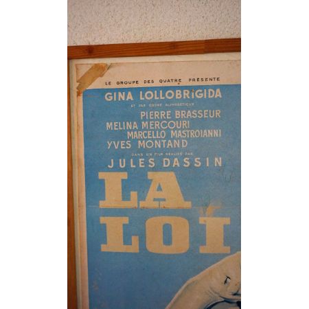 Filmposter Original  Druck La Loi im Holzrahmen Vintage