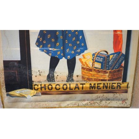 Zwei antike Holzbilder Chocolat Menier