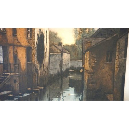 Französische Lithographie Stadtkanal