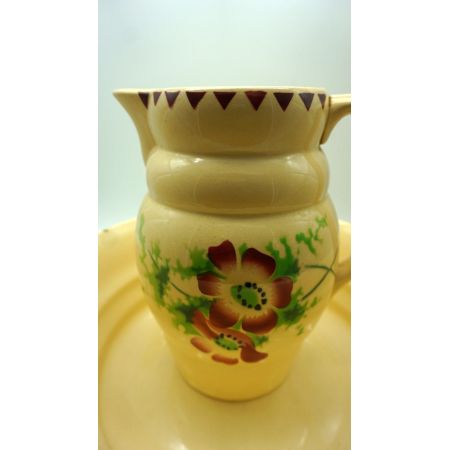 Gelbes blumiges 3er Porzellanset Kanne und Schüsseln