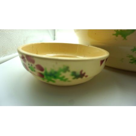 Gelbes blumiges 3er Porzellanset Kanne und Schüsseln