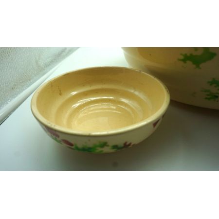 Gelbes blumiges 3er Porzellanset Kanne und Schüsseln