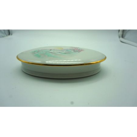 Flaches Porzellandöschen mit Schwan Limoges 