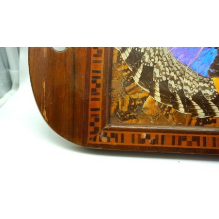 Tablett aus Holz mit Schmetterlingen 