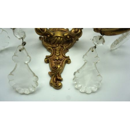  Messingwandleuchter mit Kristallen