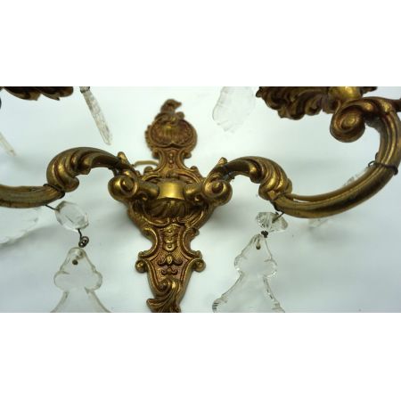  Messingwandleuchter mit Kristallen