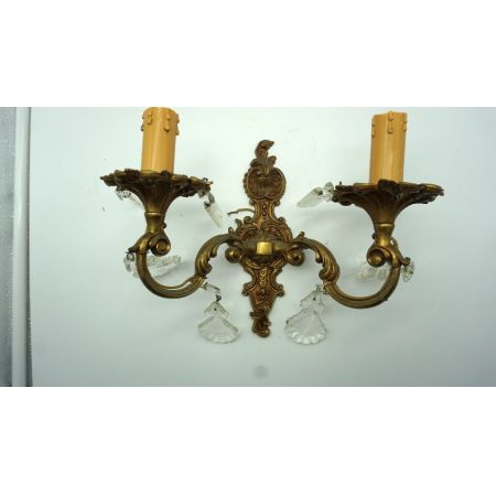  Messingwandleuchter mit Kristallen