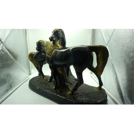 Antike schwarz goldene Pferdefigur France 