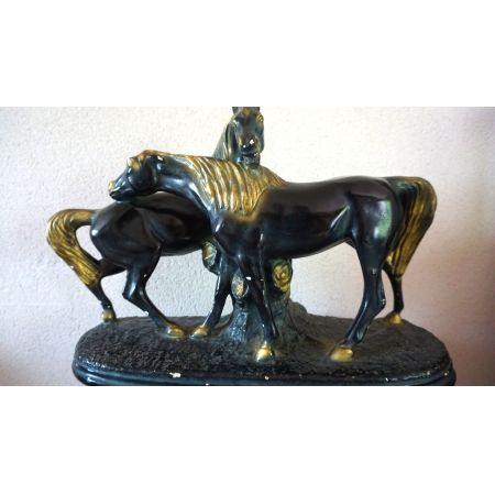 Antike schwarz goldene Pferdefigur France 