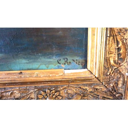 Ölgemälde Brücke im Goldrahmen