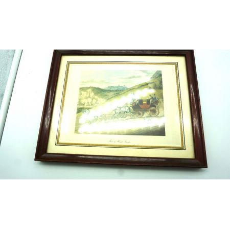 Gemälde Reisekutsche im Holzrahmen