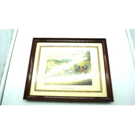 Gemälde Reisekutsche im Holzrahmen