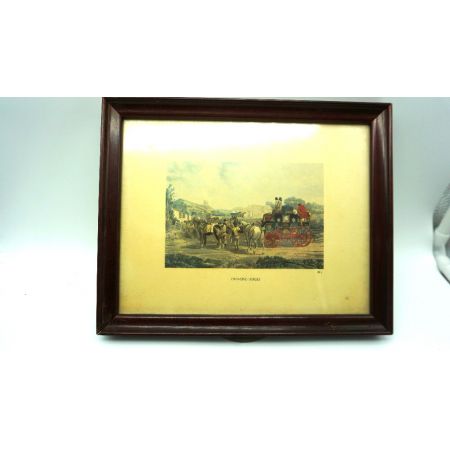 Zwei antike Holzbilderrahmen Kutschenmotive