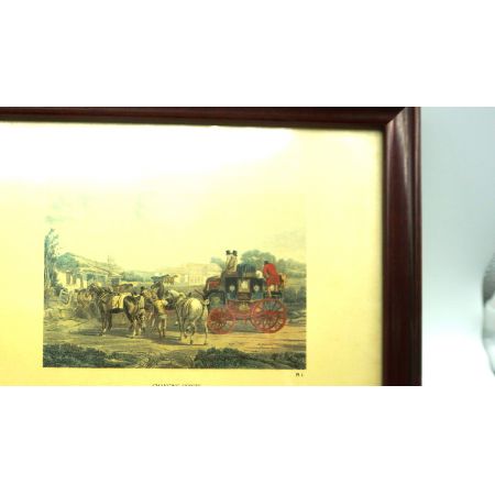 Zwei antike Holzbilderrahmen Kutschenmotive