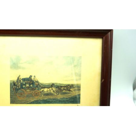 Zwei antike Holzbilderrahmen Kutschenmotive