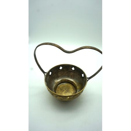 Jugendstil Messingschale Blumenmuster mit Henkel