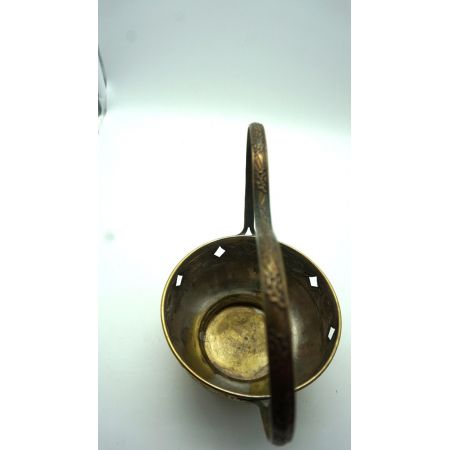 Jugendstil Messingschale Blumenmuster mit Henkel