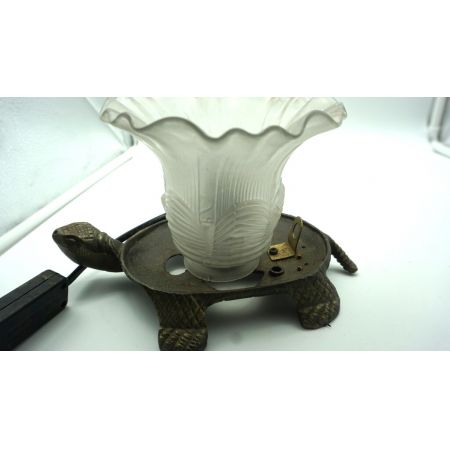 Tischlampe schildkröte mit Tulpenschirm Vintage 