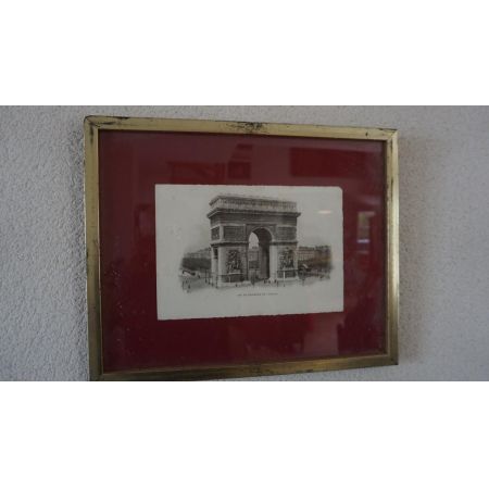 Antiker Goldrahmen Schwarz Weiß Gemälde Brücke