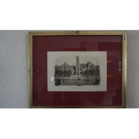 Antiker Goldrahmen Schwarz Weiß Gemälde Stadt