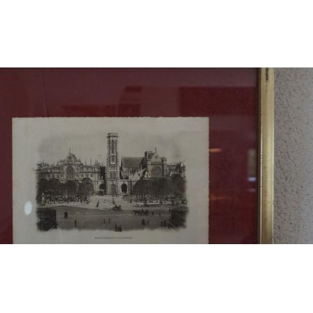 Antiker Goldrahmen Schwarz Weiß Gemälde Stadt