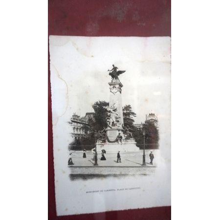 Antiker Goldrahmen mit Schwarz Weiß Gemälde Denkmal