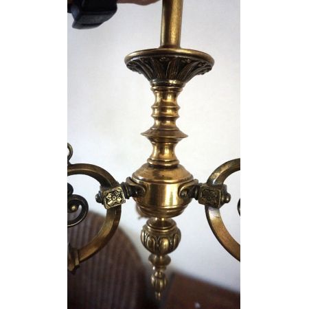 herrlicher Bronceleuchte drei Armig France Bronze Jugendstil