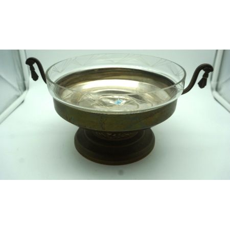 Obstschale centerpiece Tischschale Jugendstil Plated und Kristalleinsatz 