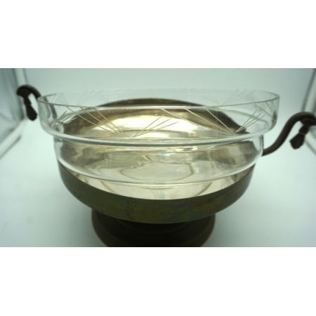 Obstschale centerpiece Tischschale Jugendstil Plated und Kristalleinsatz 