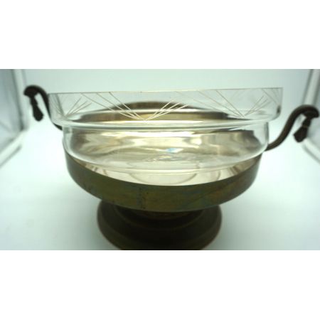 Obstschale centerpiece Tischschale Jugendstil Plated und Kristalleinsatz 