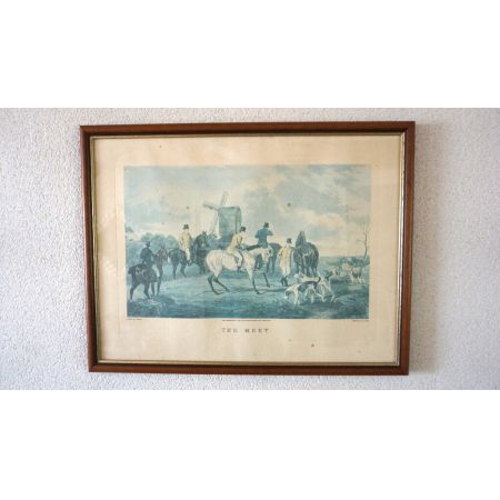Antiker Druck Jagdmotive im Rahmen The Meet
