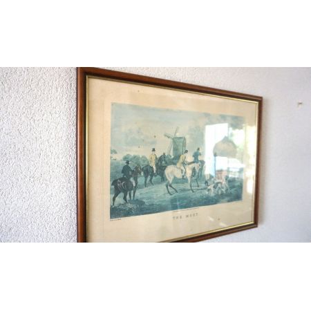Antiker Druck Jagdmotive im Rahmen The Meet