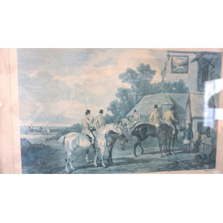 Antiker Druck Jagdmotive im Rahmen Returning from the Hunt