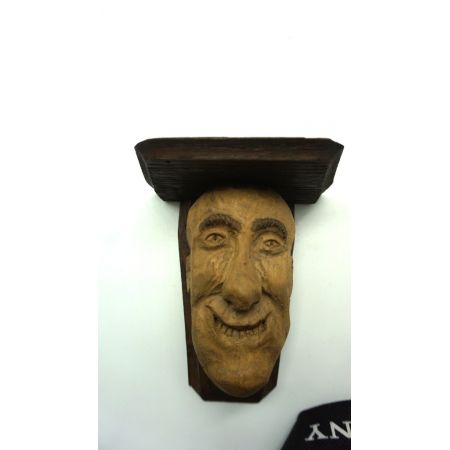 Kunstarbeit Wandhalter Holzgesichter Vintage selten 