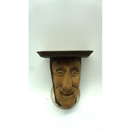 Kunstarbeit Wandhalter Holzgesichter Vintage selten 