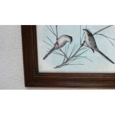 Holzrahmen mit schönem Vogelmotiv  Vintage