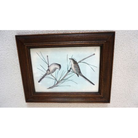 Holzrahmen mit schönem Vogelmotiv  Vintage
