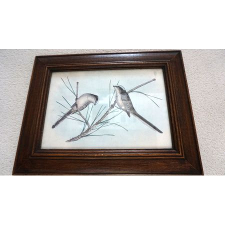 Holzrahmen mit schönem Vogelmotiv  Vintage