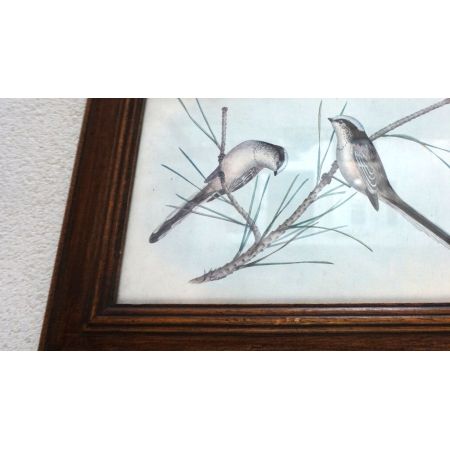 Holzrahmen mit schönem Vogelmotiv  Vintage