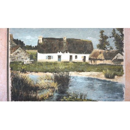 Oelbild  auf Leinwand Frankreich Landhausmotiv Cotton