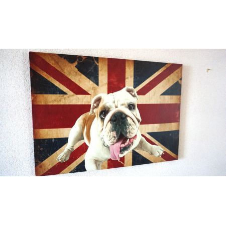Oeldruck Very British  Hund  Englische flagge