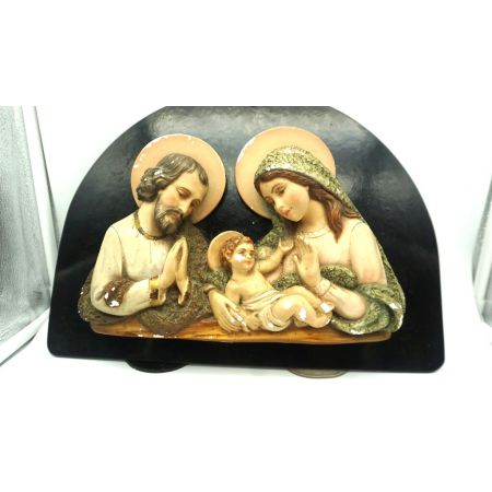 heilige familie Figuren auf schwarz. Platte Platre  France 