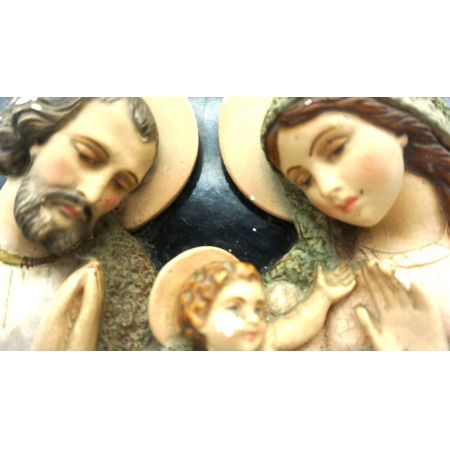 heilige familie Figuren auf schwarz. Platte Platre  France 