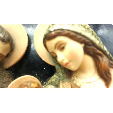 heilige familie Figuren auf schwarz. Platte Platre  France 