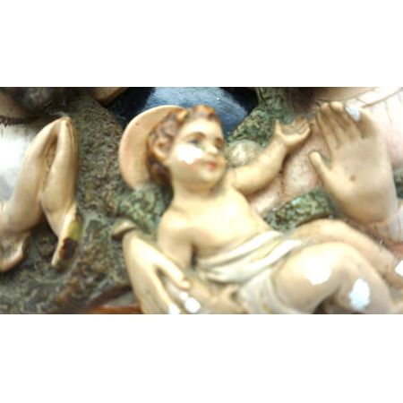 heilige familie Figuren auf schwarz. Platte Platre  France 