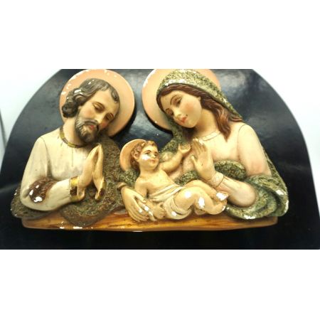 heilige familie Figuren auf schwarz. Platte Platre  France 